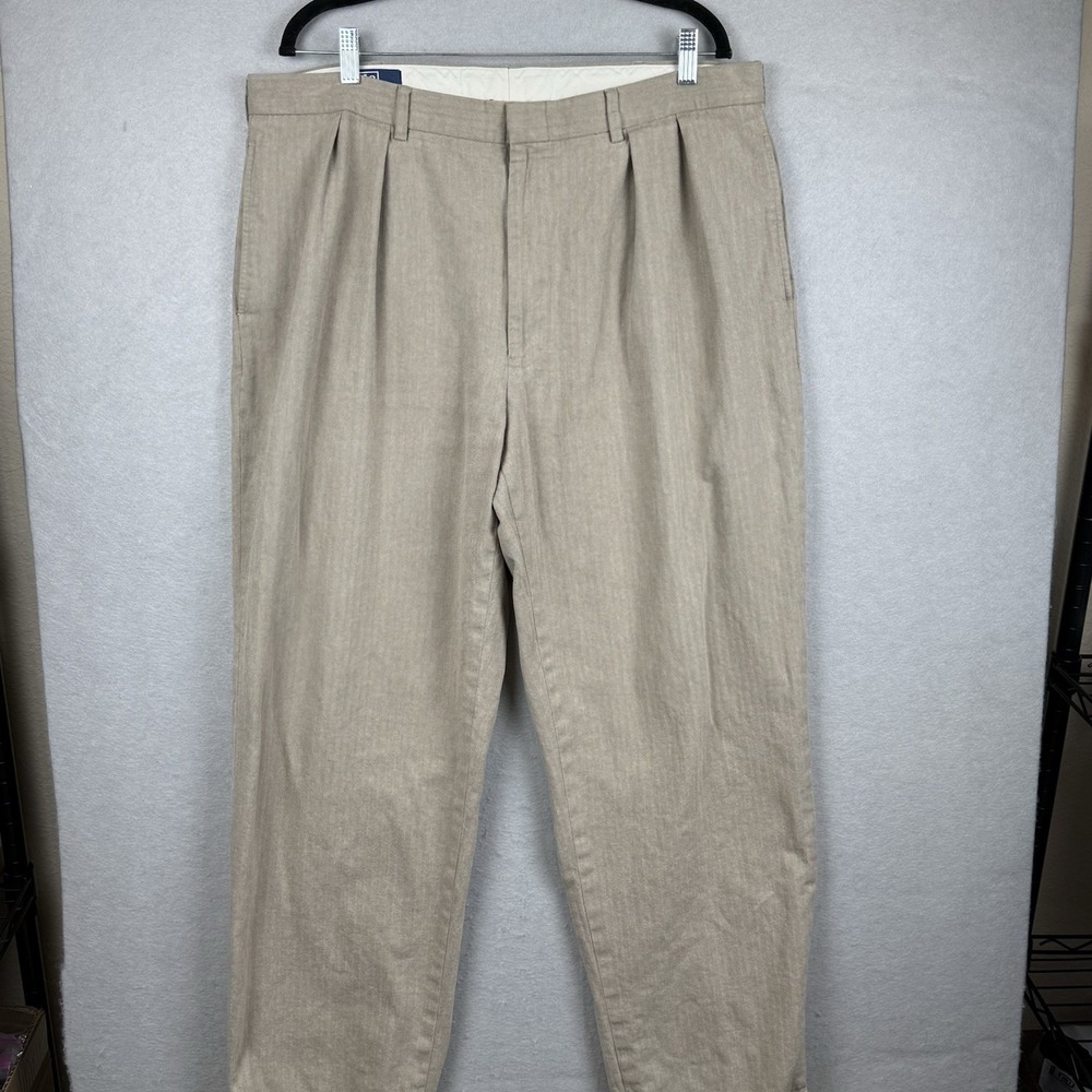 Vtg Polo Ralph Lauren Men's 40x32 Cotton Khaki Pants Pleated Cuffed Preppy